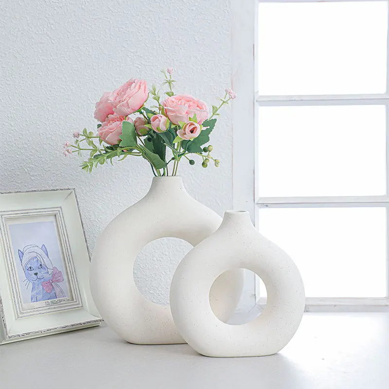Porcelain Ceramic 2-in-1 Donut Flower Vase