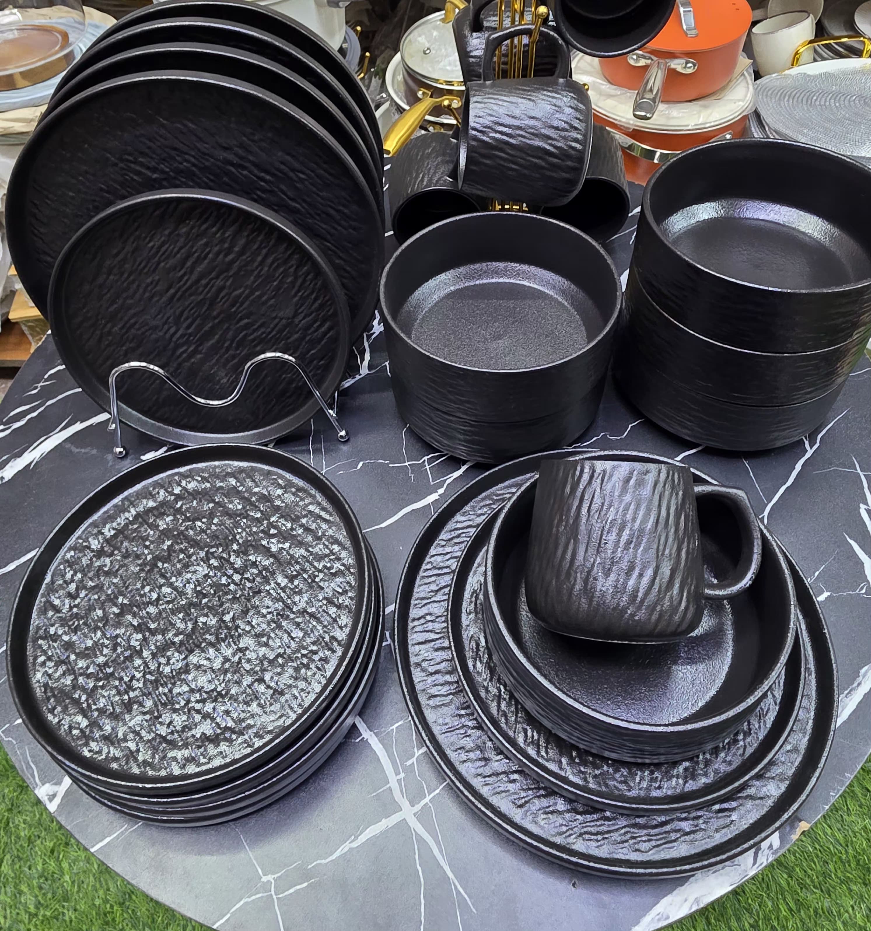 24 Piece Rock Glazed Ceramic Dinner Set