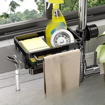 Faucet Drain Rack Kitchen Sink Organizer With Hook