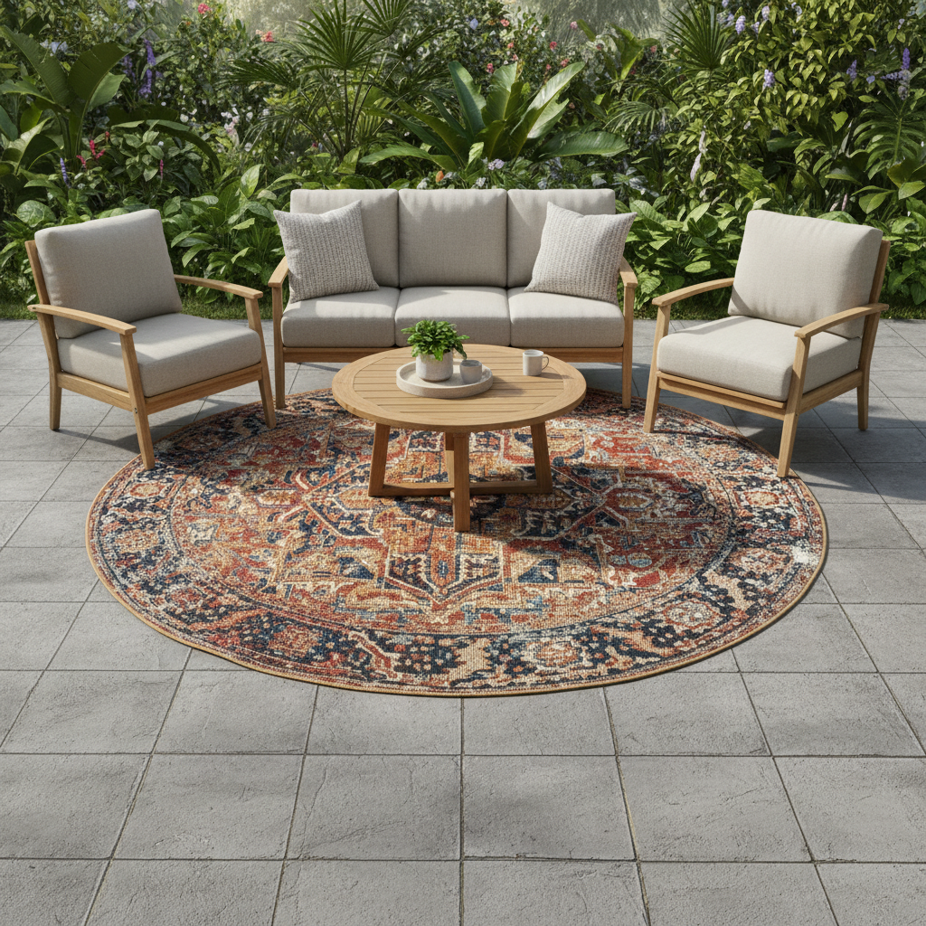 Oriental Weavers Isla Round Vintage Persian Flat Weave Rug KBORIE212