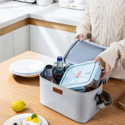 Double Layer Insulated Lunch Bag With Removable Strap