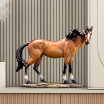 Modern resin horse décor ornament for shelves, TV cabinets, office desks, and tabletop decoration.