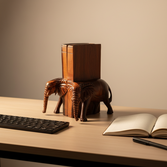 20cm wooden elephant bookends decorative african animal book holder shelf organise