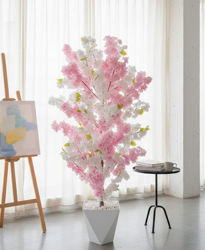 160cm artificial cherry blossom plant with decorative vase and pebbles for elegant home or office décor
