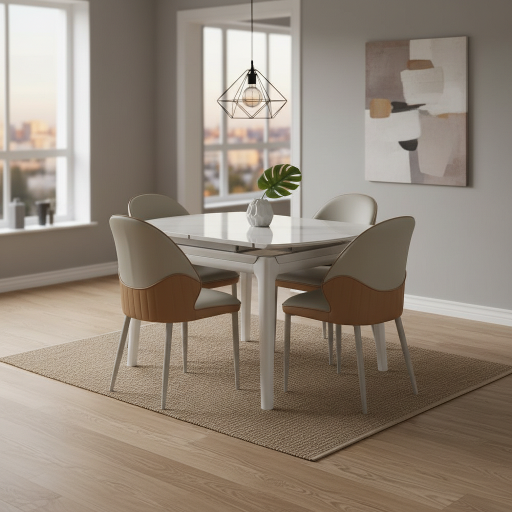 4 Seater Dining Set with Square Table Design