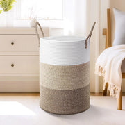 Large cotton rope woven basket with handles, decorative storage for toys, pillows, or towels