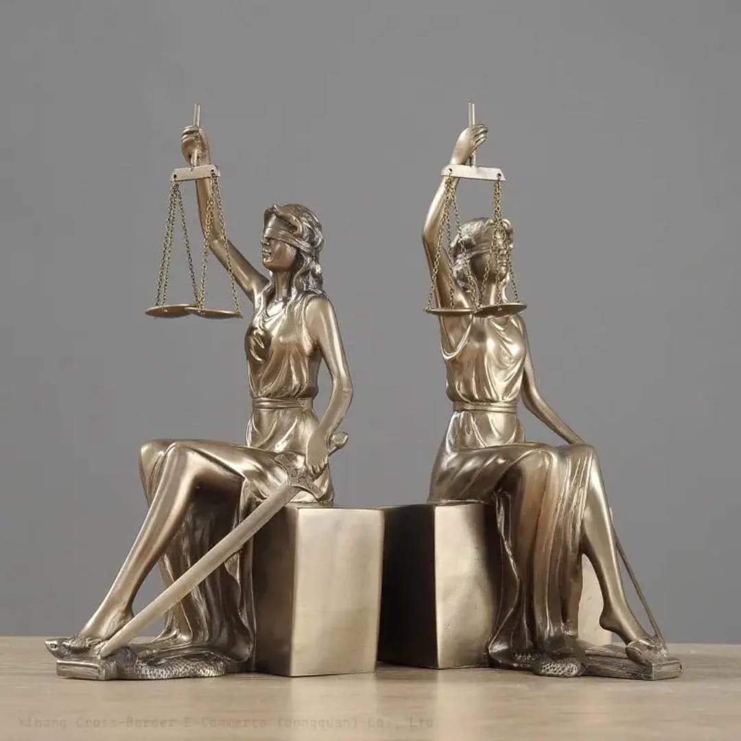 Lady Justice Bronze Finish Bookend Statue