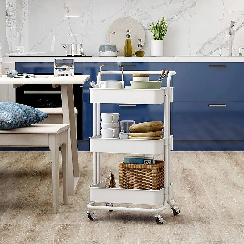 3 Tier Metal Rolling Storage Trolley