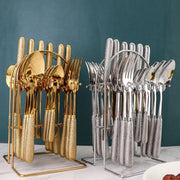24 piece Nordic design cutlery set in gold and silver finishes