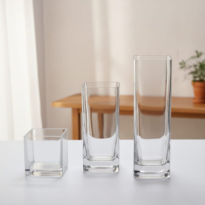 3-piece Cube vase set in small, medium, and large sizes for modern home décor