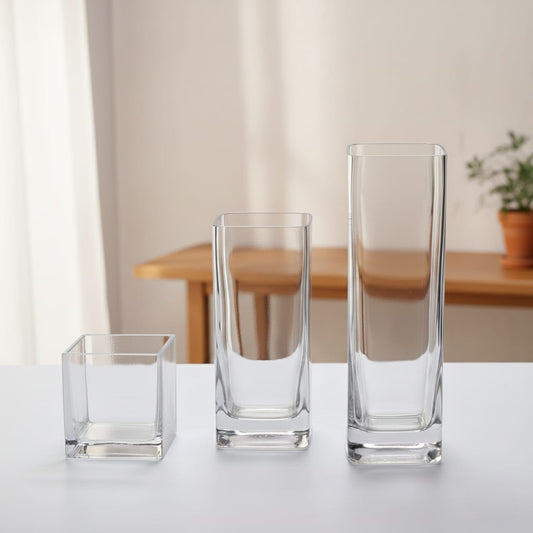 3-piece Cube vase set in small, medium, and large sizes for modern home décor