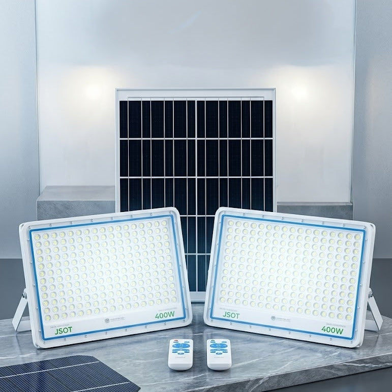 2in1 400w+400w Solar Floodlights with Warning lights