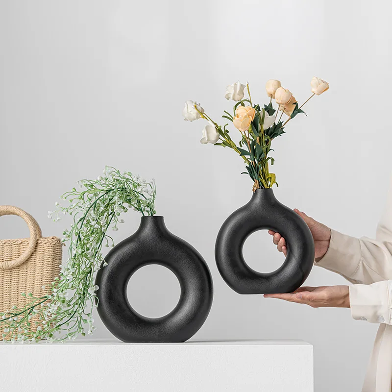 Porcelain Ceramic 2-in-1 Donut Flower Vase