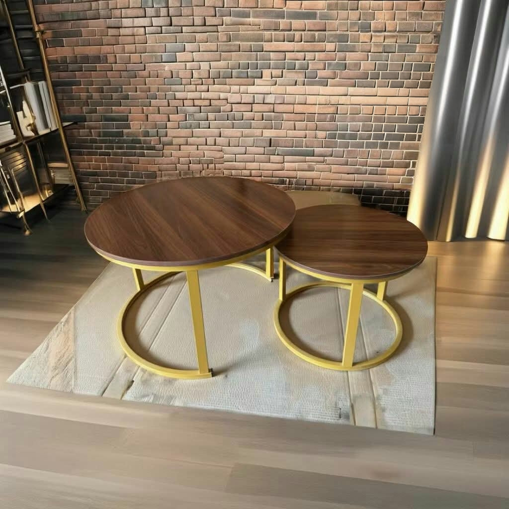 Nesting Table With Oak Brown Wooden Finish