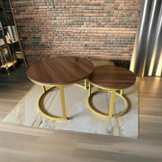 Nesting Table With Oak Brown Wooden Finish