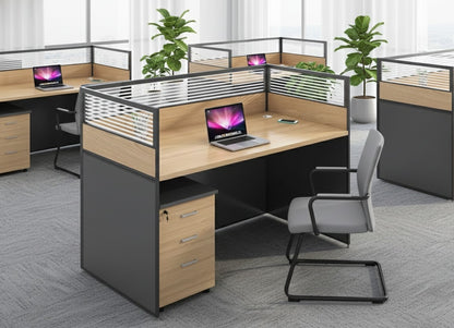 1-way workstation desk with spacious surface and modern design.