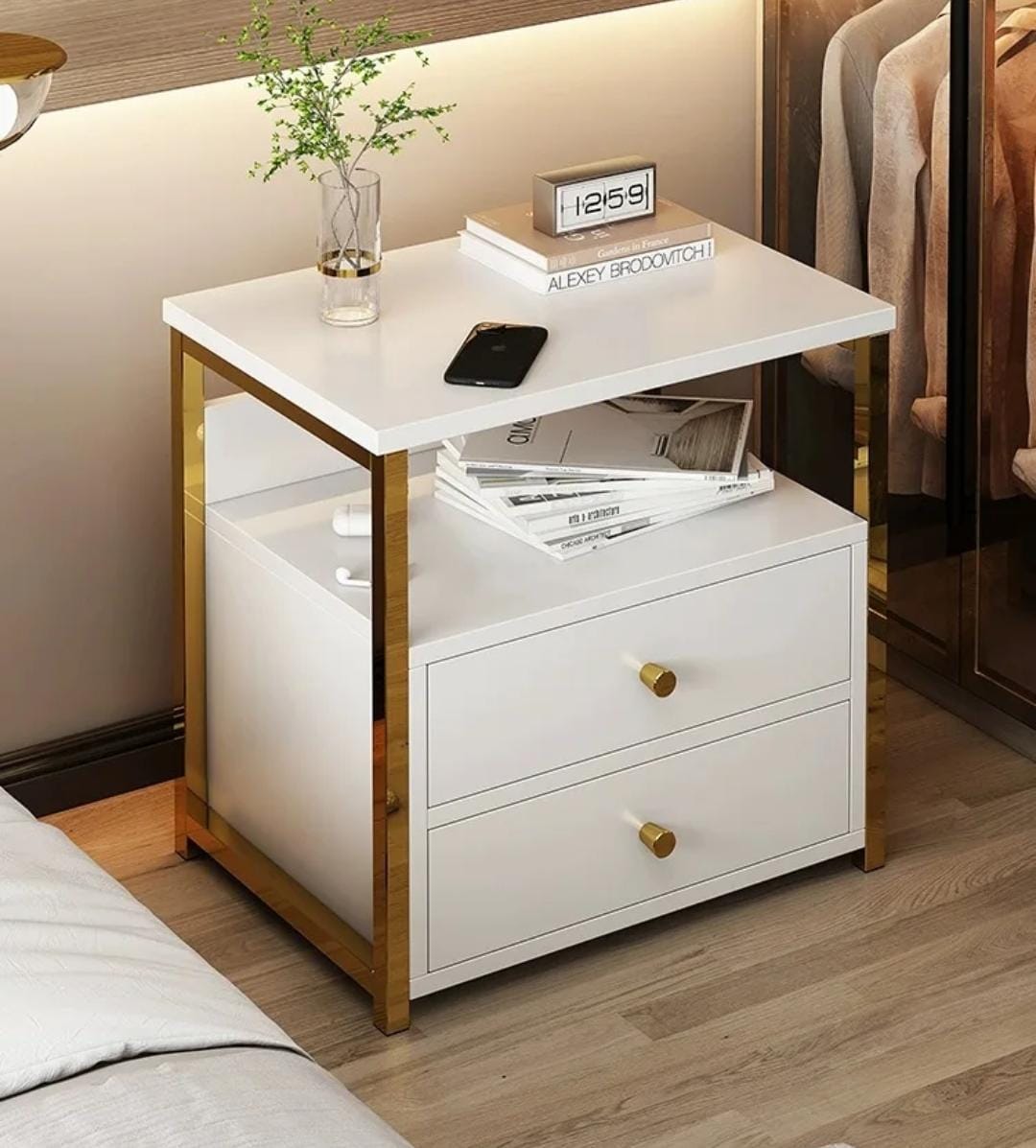 Double Drawer Bedside Cabinet