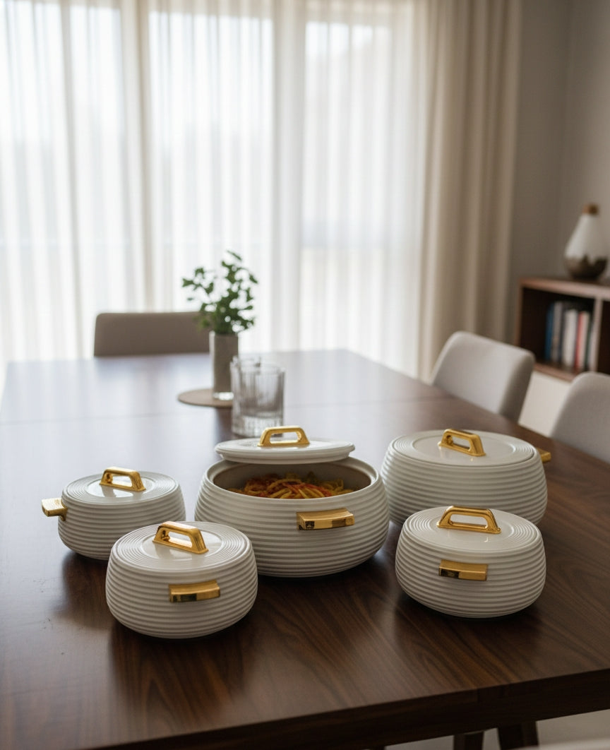 4-piece hotpot set with 1000ml, 2000ml, 3000ml, and 4000ml capacities