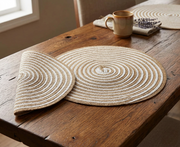 6-Piece round braided table placemats 38 cm for dining table décor