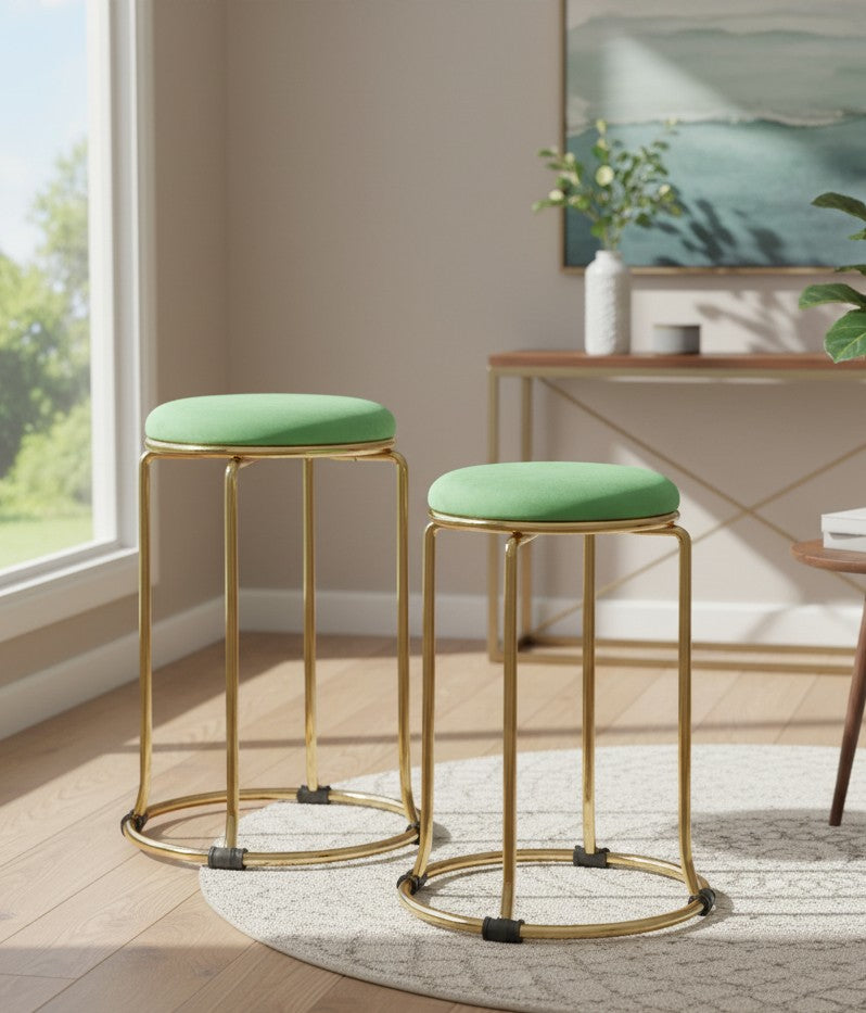 Artificial Dutch Velvet Stool with Metal Legs