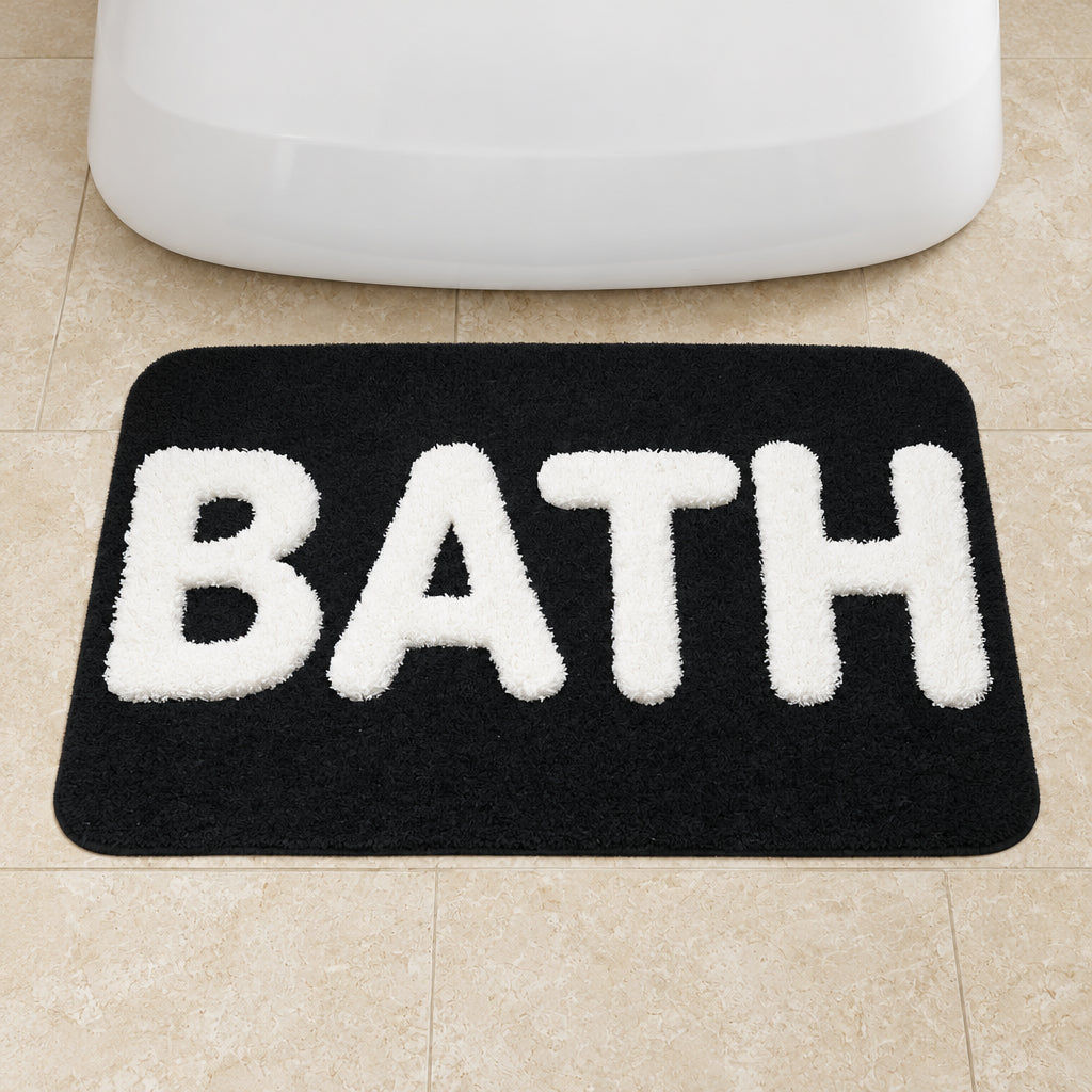 50 × 80cm Black Absorbent Diatom Bathroom Mat with Rubber Bottom