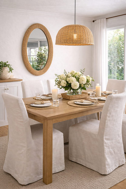Oval Rattan Bamboo Decorative Mirror