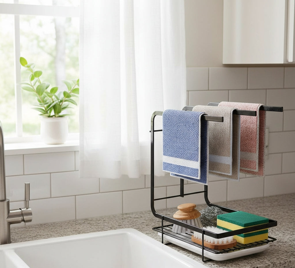 Punch-Free Kitchen Towel Drainage Rack