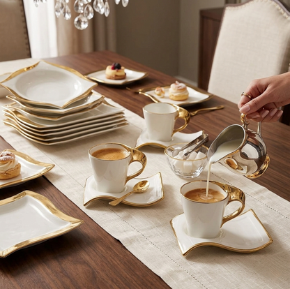 30 Piece Wavy Gold Dinner Set