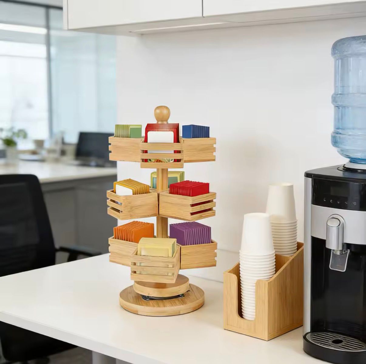 3-Tier Rotating Bamboo Tea Bag Organizer