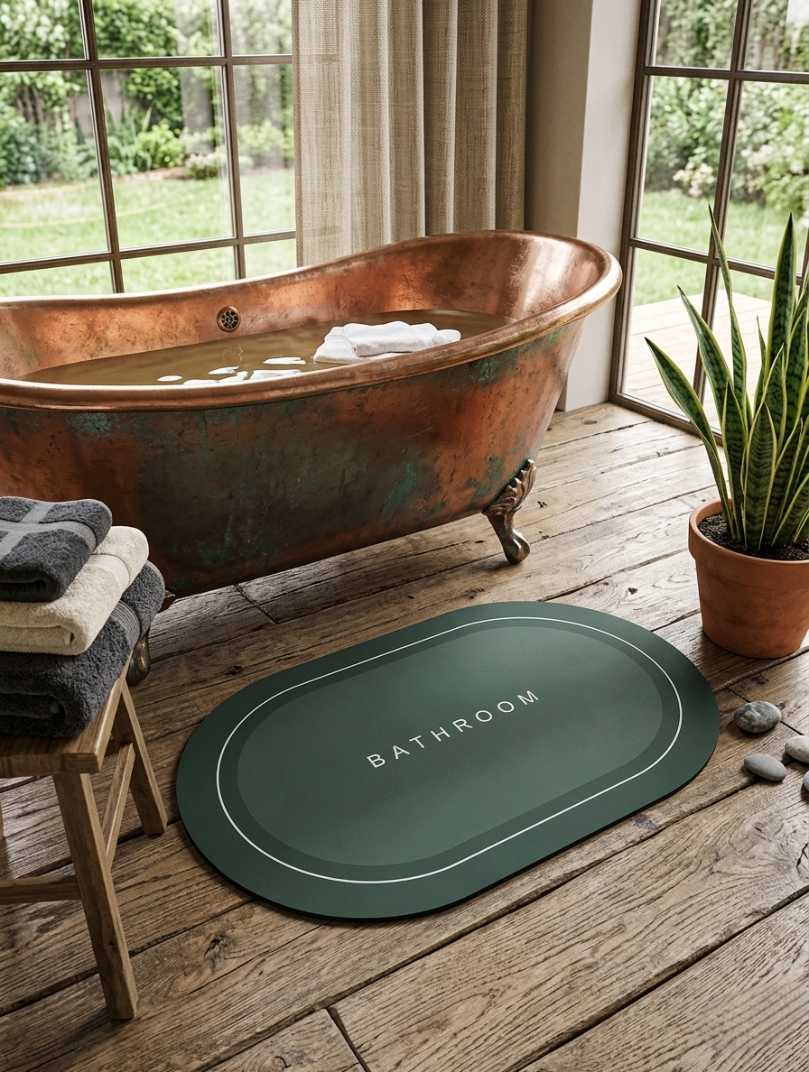 Absorbent Oval Rubber Bathroom Mat