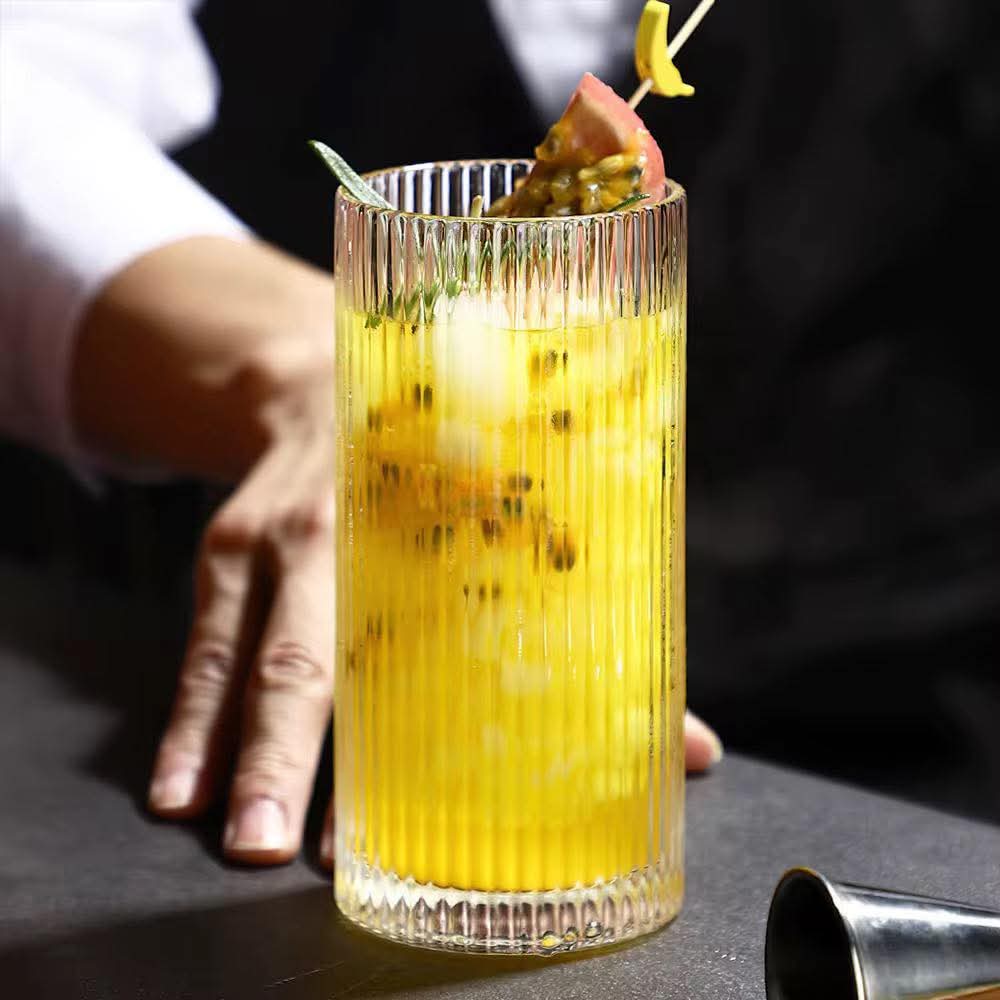 Ribbed Aesthetic Highball Glass – Set of 6