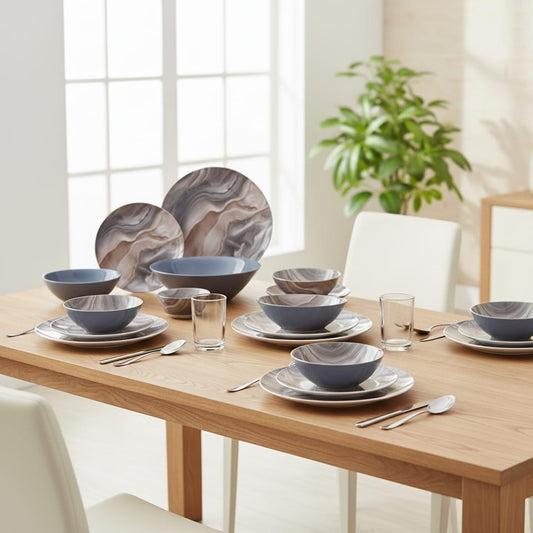 Luminarc Simply Marbreeze 25-piece marble design glass dinner set with plates and bowls