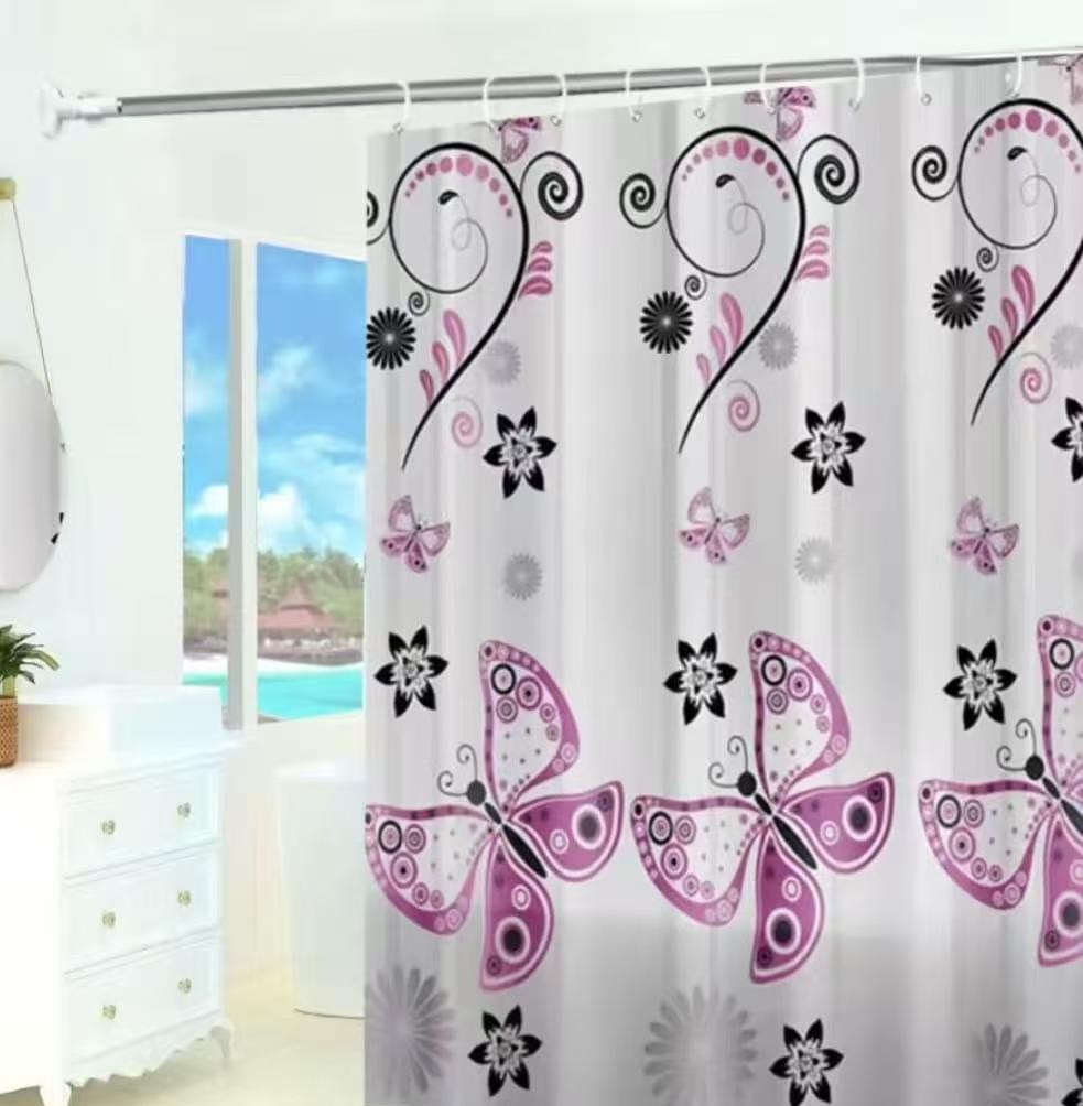 Shower Curtain with Hooks 180 × 200 cm