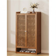 8-tier bamboo shoe cabinet measuring 110 × 59 × 32 cm for organized footwear storage in homes.
