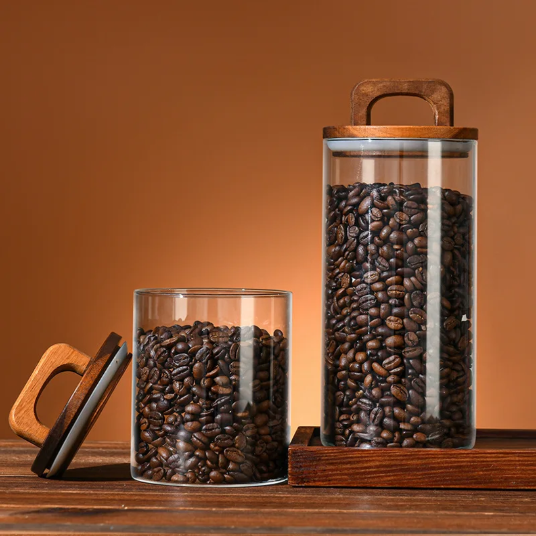 Glass Storage Jars With Wooden Lids