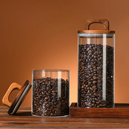 Glass Storage Jars With Wooden Lids