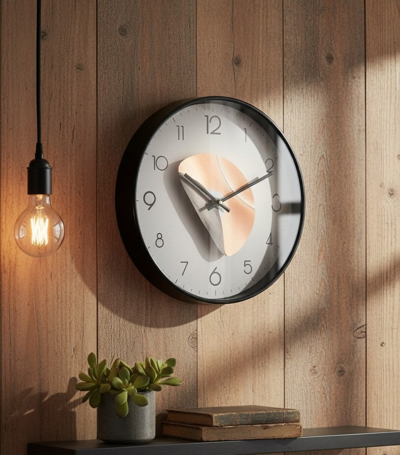 Decorative luxury wall clock with silent movement, anti-fog glass, and acrylic border, 30 cm diameter