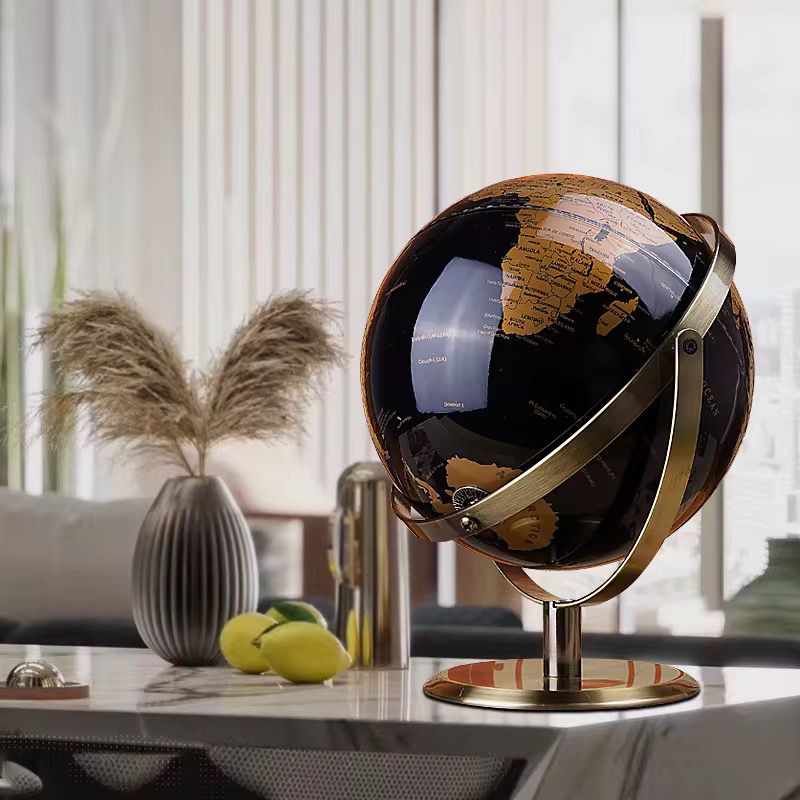 Rotating globe world map atlas available in 20cm and 10cm diameters for educational or decorative use