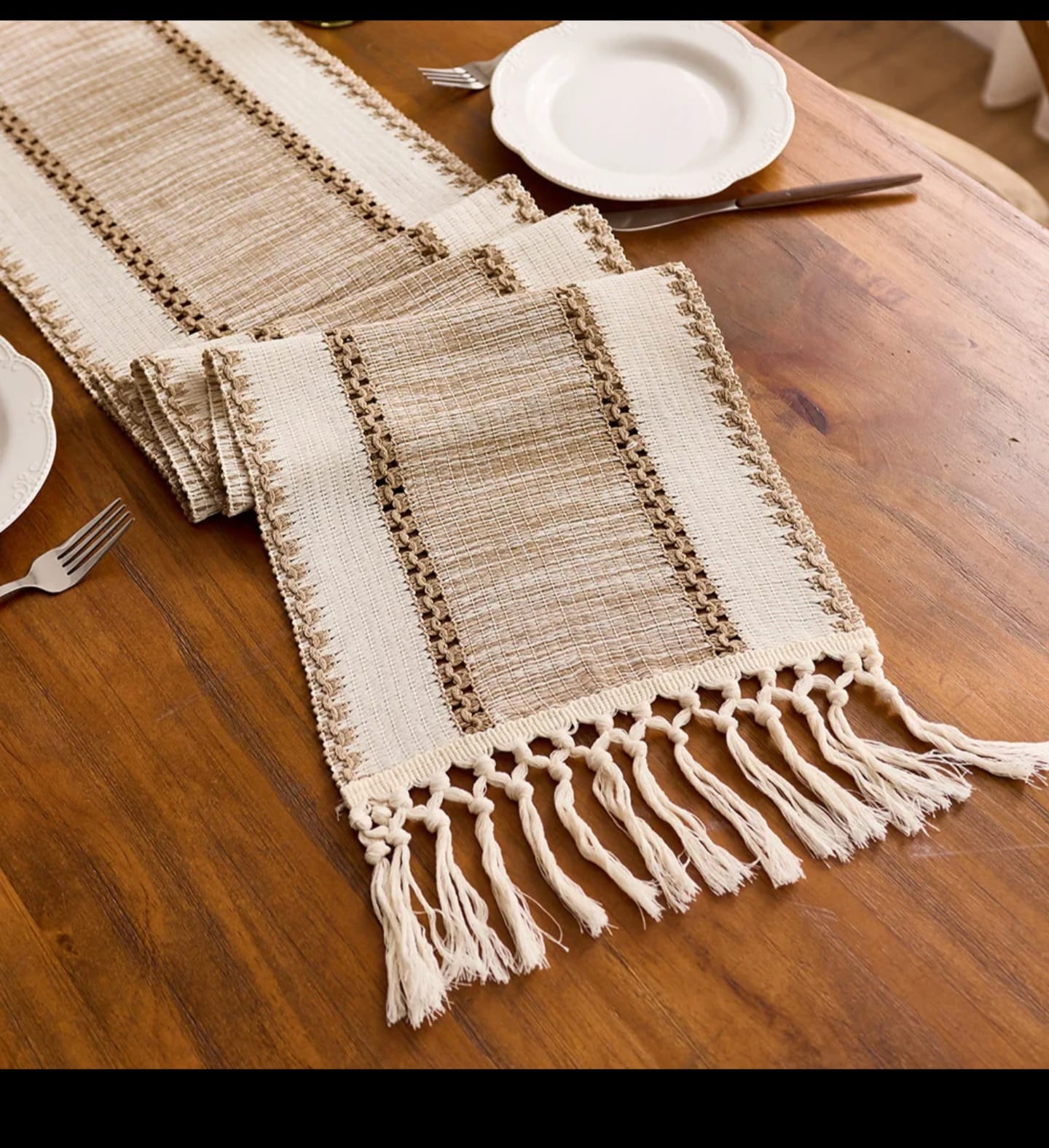 Cotton Boho Table Runner With Tassels – 30×180 cm