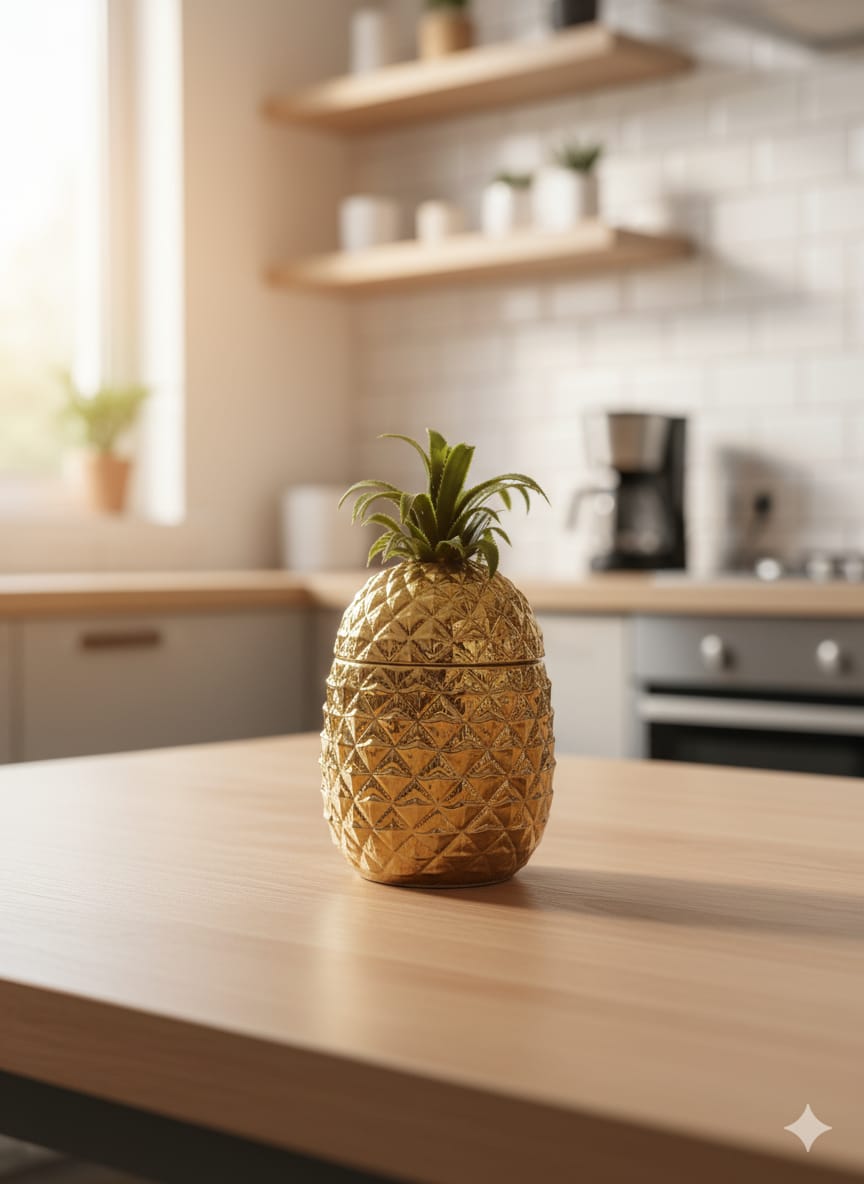 Pineapple Canister – Green Leaf Design