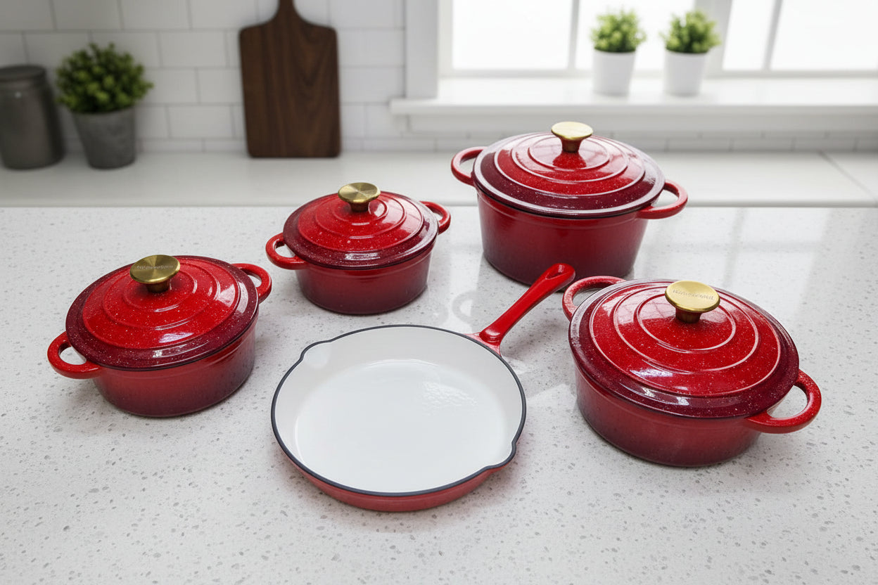 7-Piece Enamel Cast Iron Cookware Set