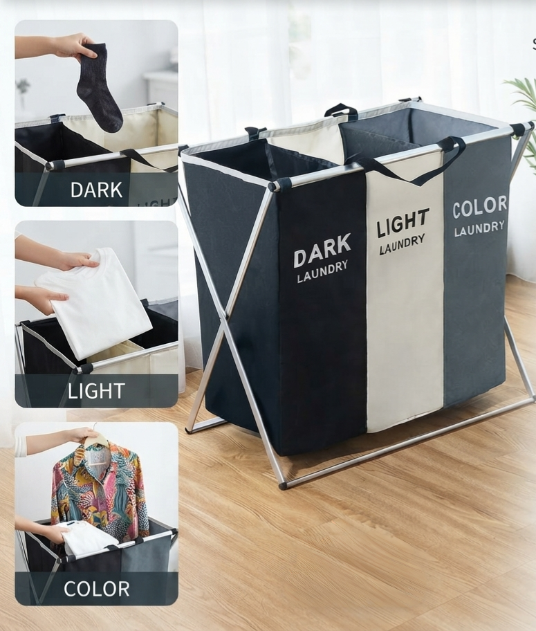 Foldable Laundry Basket with Aluminium Frame