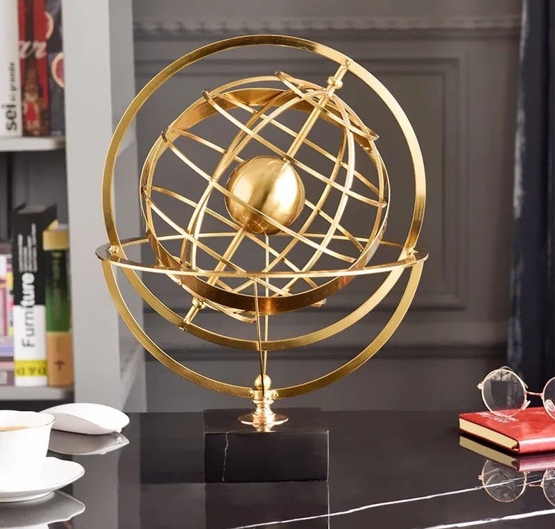 Gold-plated terrestrial globe, elegant decorative world globe for home, office, or study décor. 🌎✨