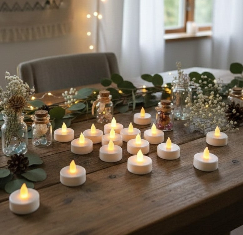 White LED tea light candles made from acrylic set of five