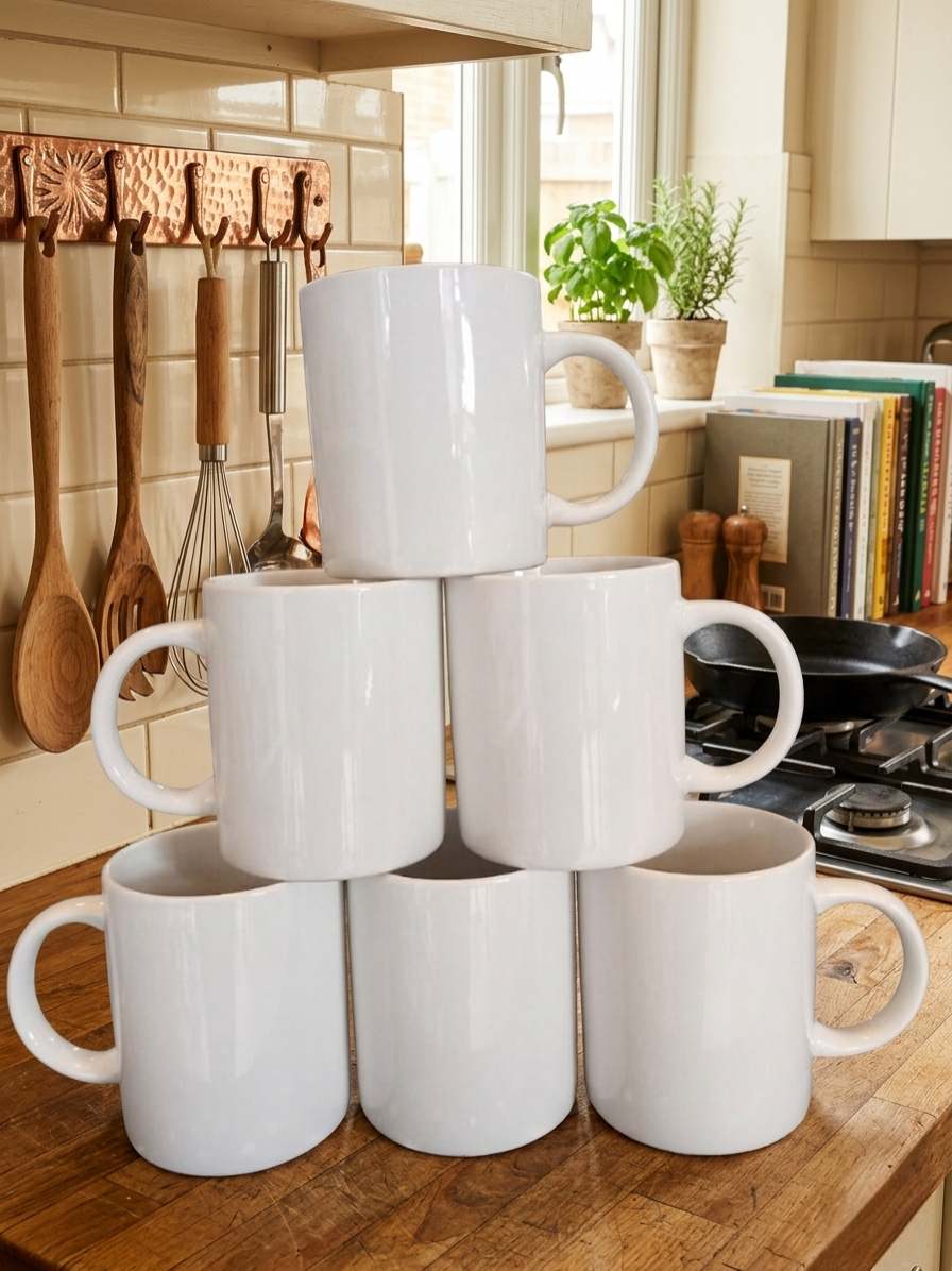 6-Piece porcelain mug set 380 ml for tea and coffee