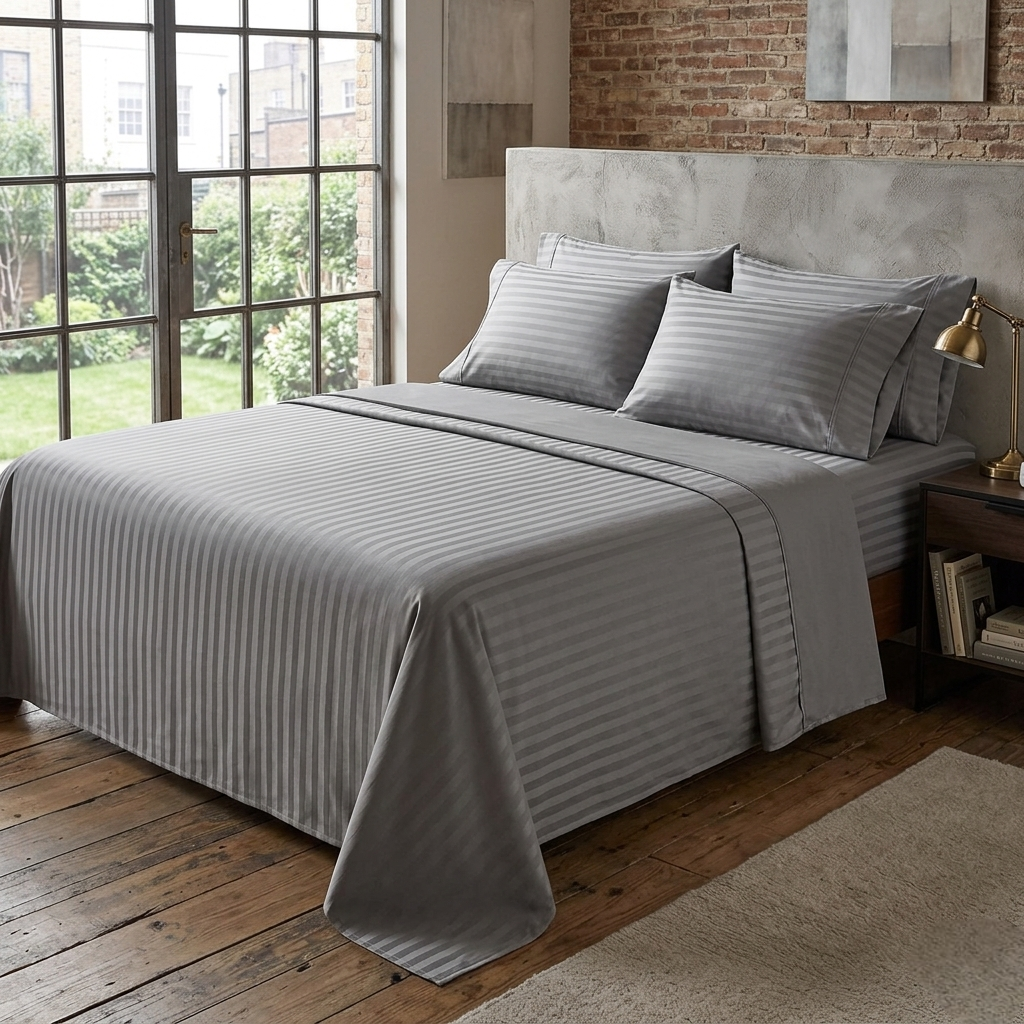 Cotton Striped Bedsheets Set – 7×8 / 8×8
