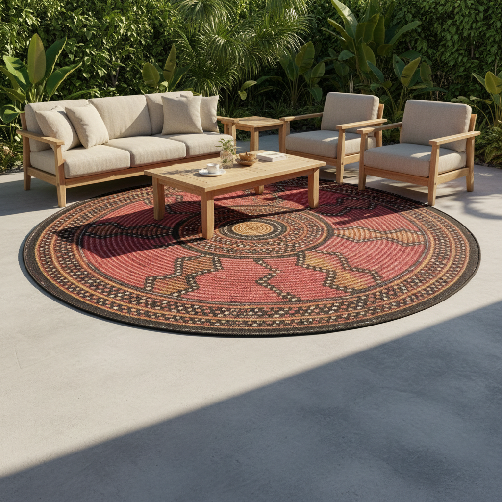 Oriental Weavers Isla Round Tribal Geometric Flat Weave Rug KBORIE202
