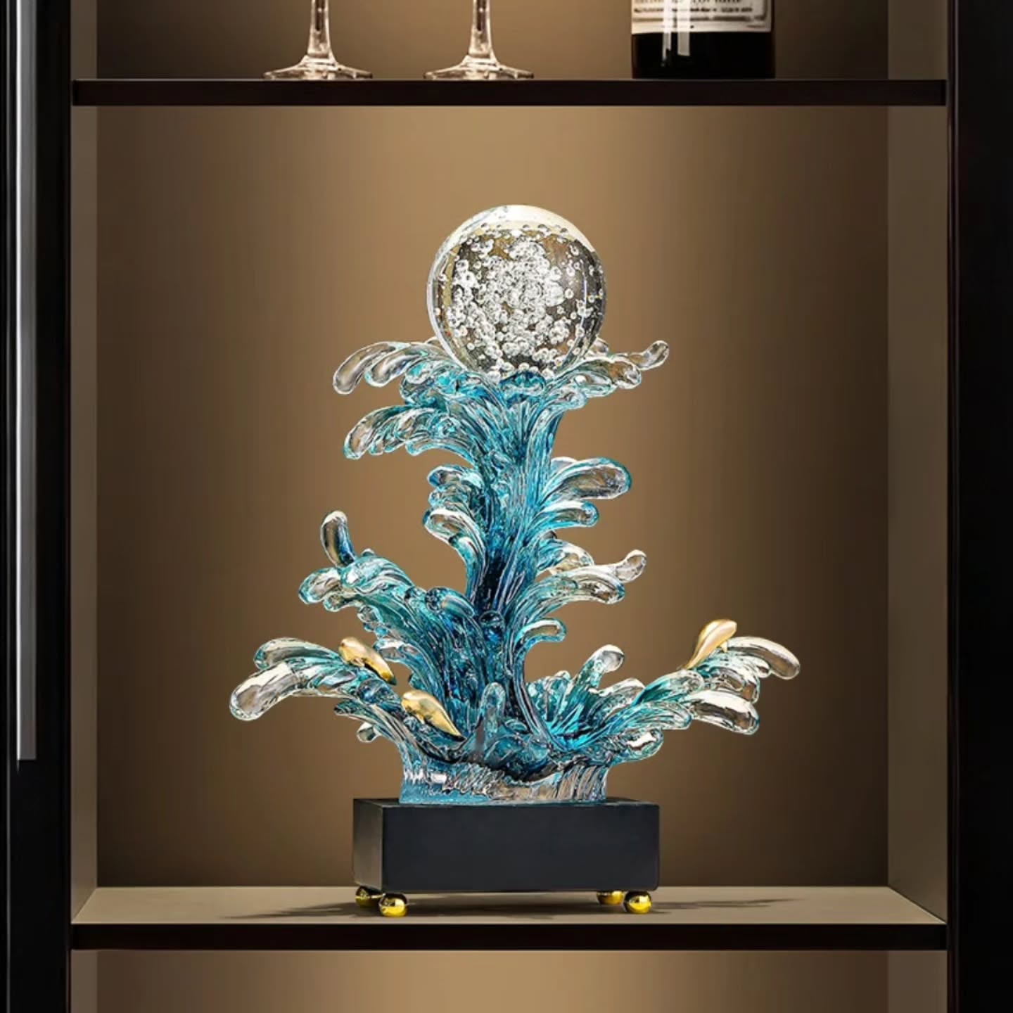 Modern Resin Ocean Wave Sculpture