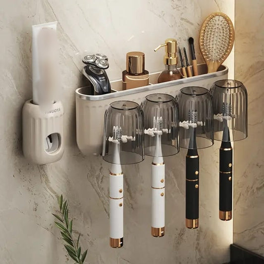 Toothbrush Organiser With Toothpaste Dispenser