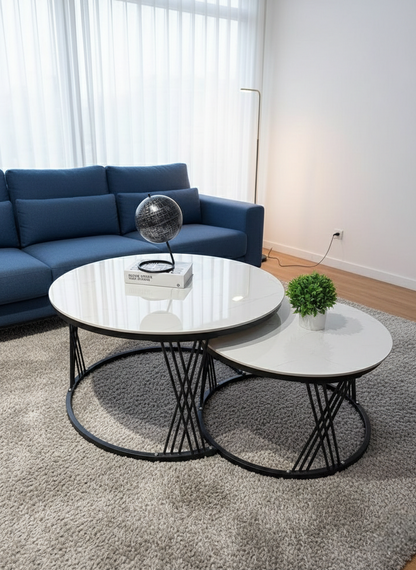 2-In-1 Pure Marble Nesting Tables